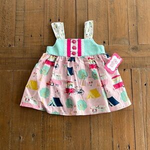 Ricrac and ruffles take me camping tunic nwt